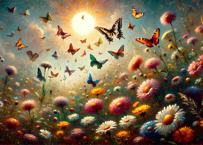 Butterflies and Wildflowers on a Spring Day
