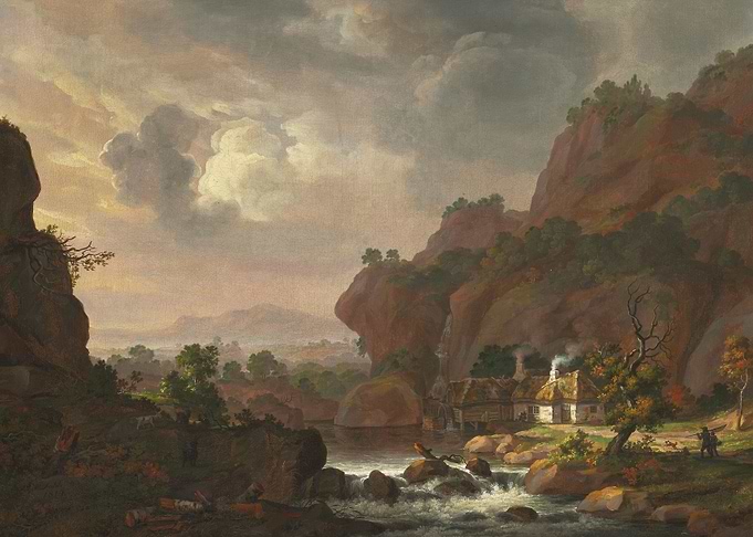 Nordic landscape with a thatched cottage (1814)