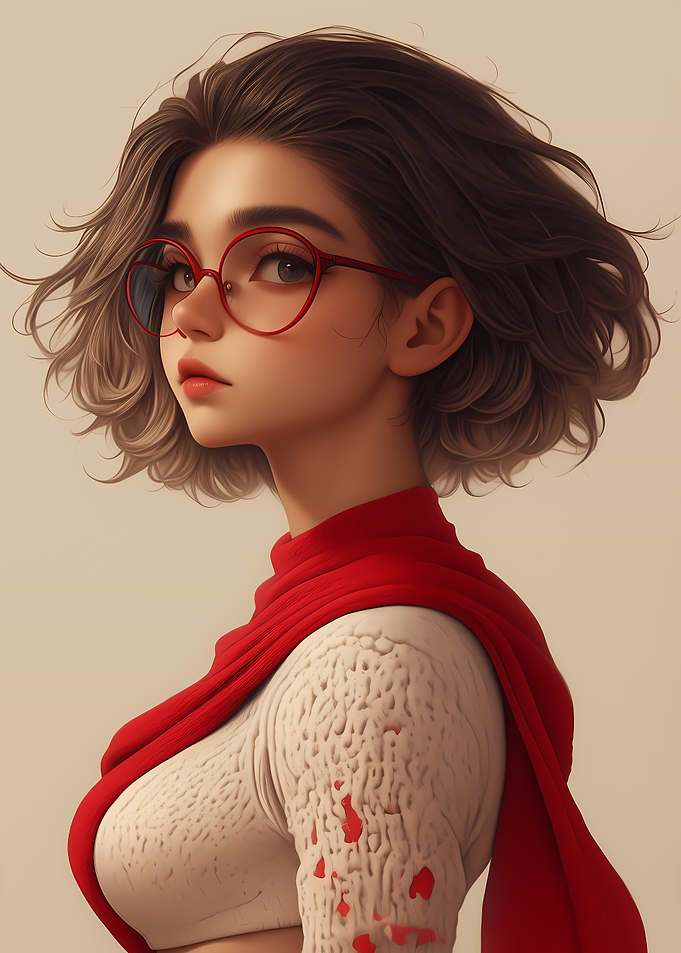 Anime Girl with Red Scarf