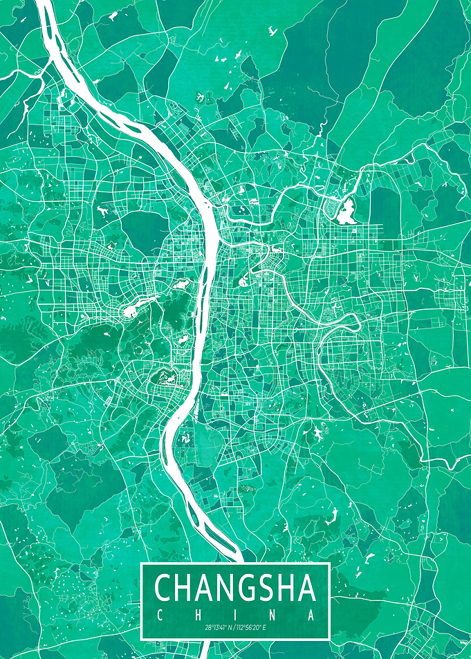 Changsha Map China Watercolor