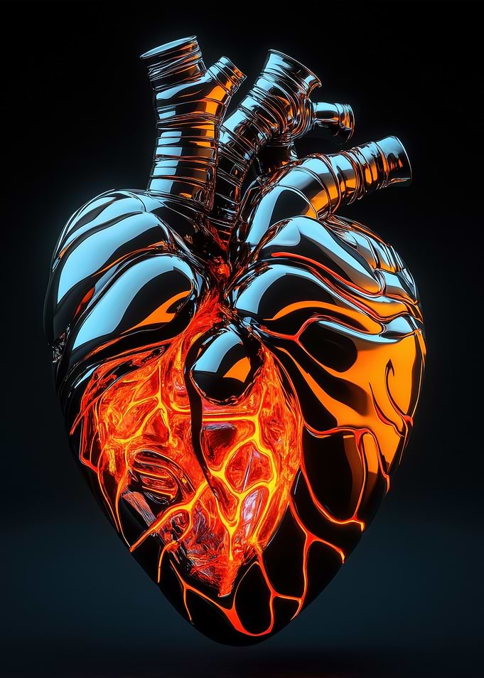 Metallic Heart with Lava