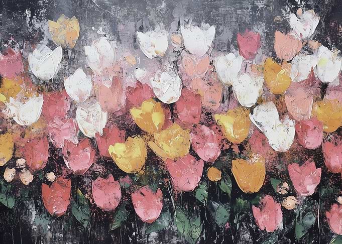 Colorful Tulip Field Painting