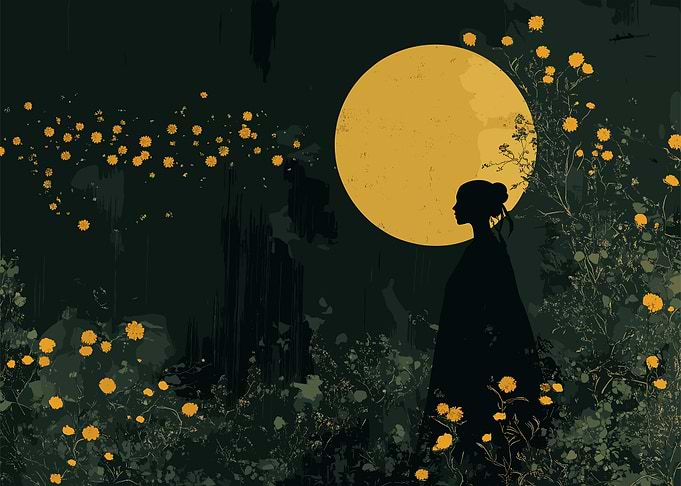 Silhouette Woman Moon
