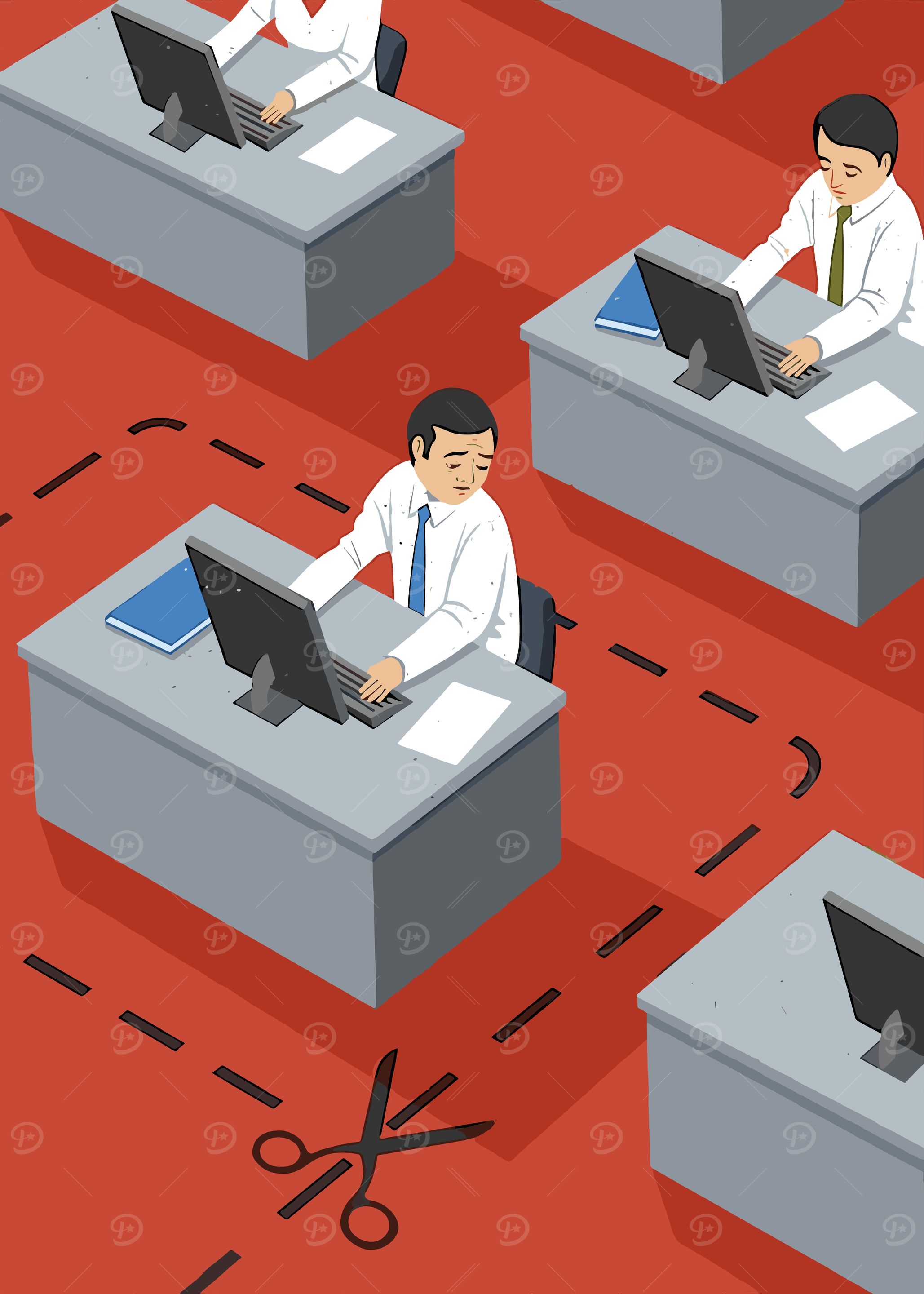 Office Workers Cut Off
