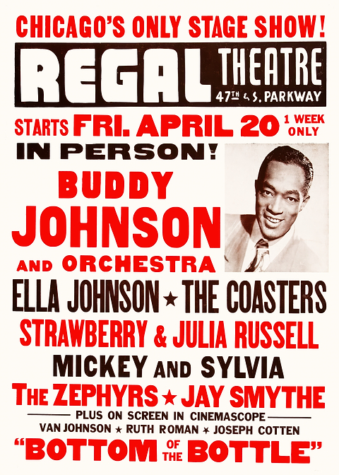 Buddy Johnson Concert Poster — retro advertising art on metal