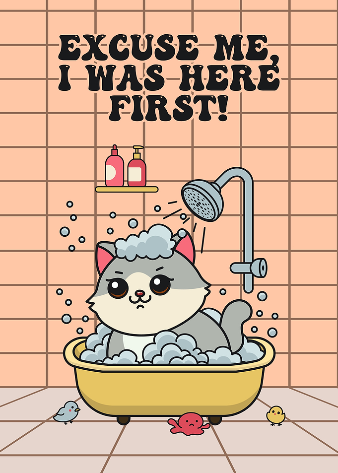 Cat’s Bath Time Standoff