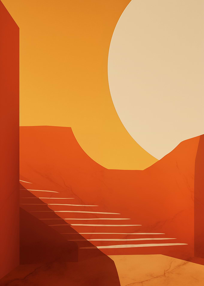 Abstract Orange Staircase