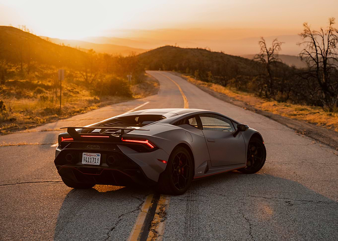 Lamborghini on Winding Road