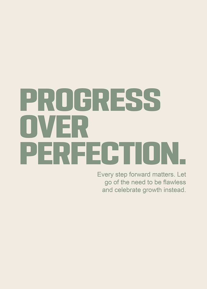Progress Over Perfection Wall Art, Motivational Typography Print, Minimalist Office Decor, Positive Mindset Poster, Growth Mindset Gift