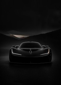 Black Sports Car in Darkness