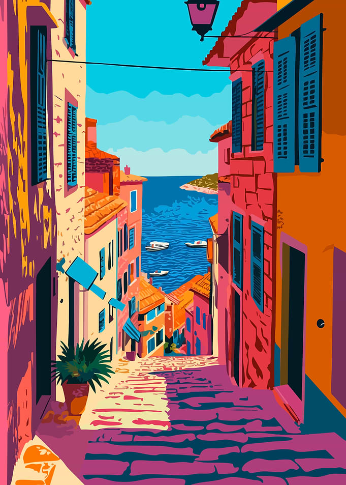 Mediterranean Sea View Minimalist Art