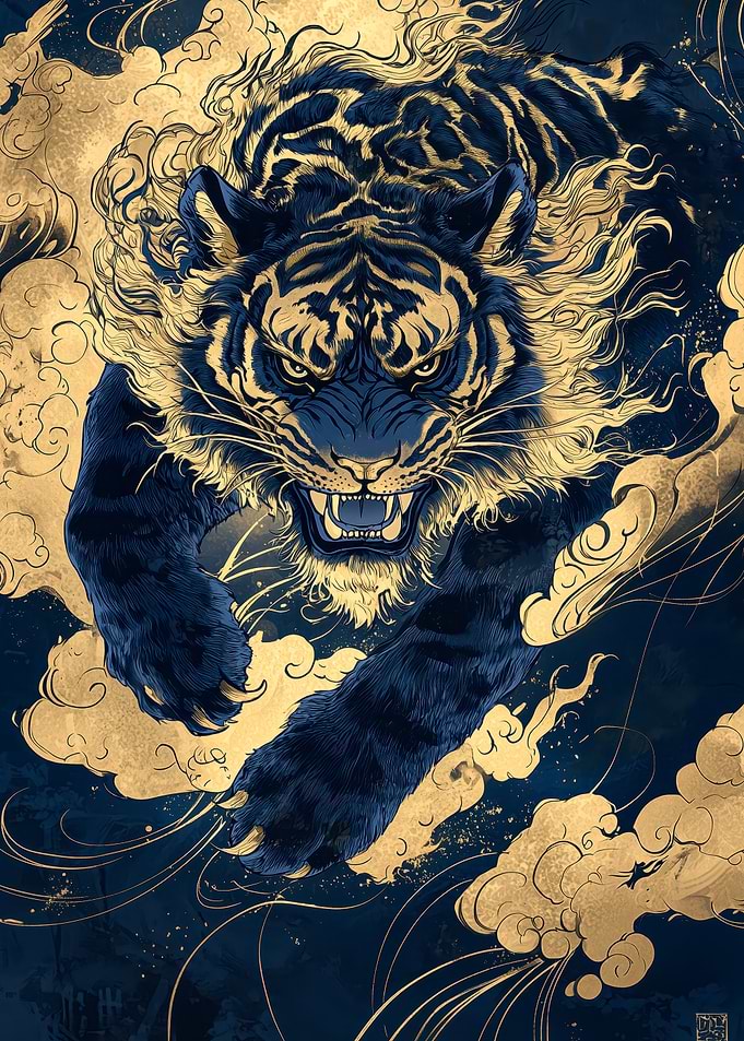 Blue Tiger in Clouds