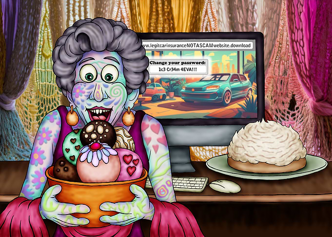 Tattoed Woman with Ice Cream