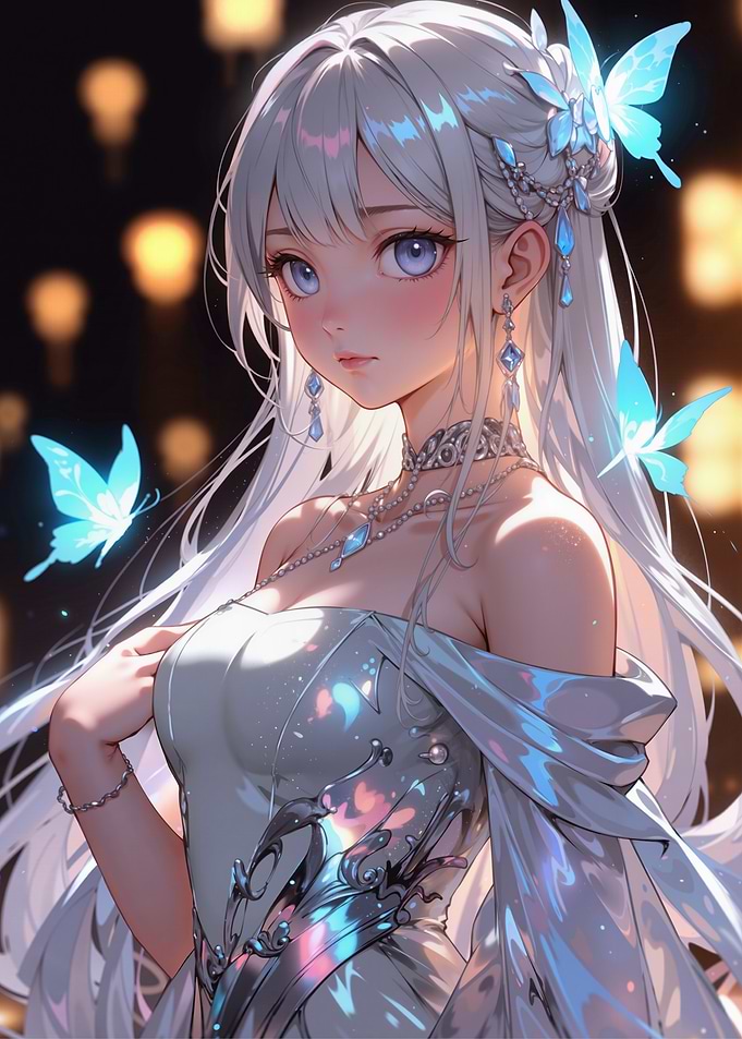 Anime Girl with Butterflies