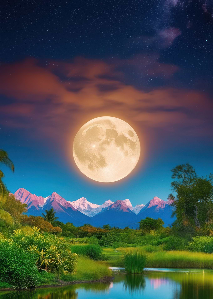 Full Moon Over Mountains