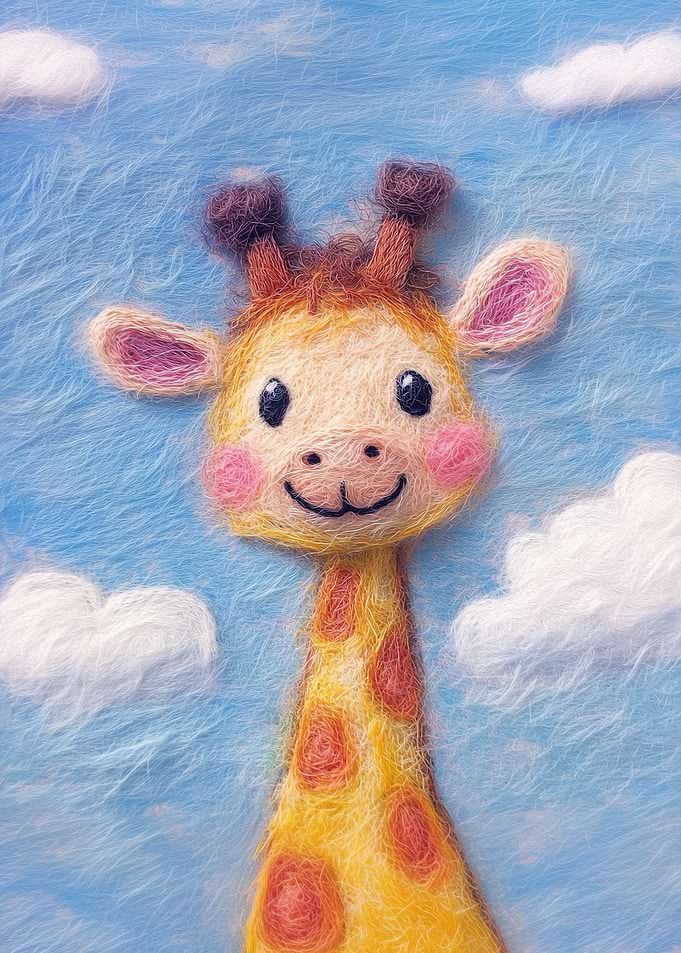 Giraffe Illustration Wool