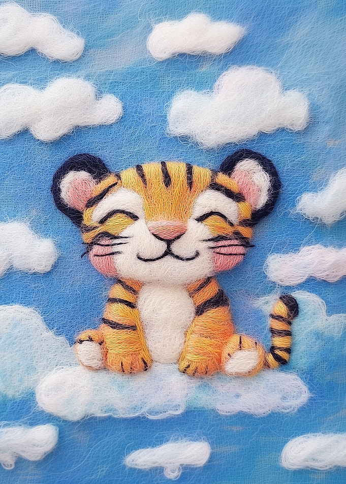 Tiger Illustration, Wool Texture