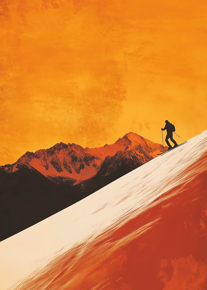 Silhouette Skier Sunset