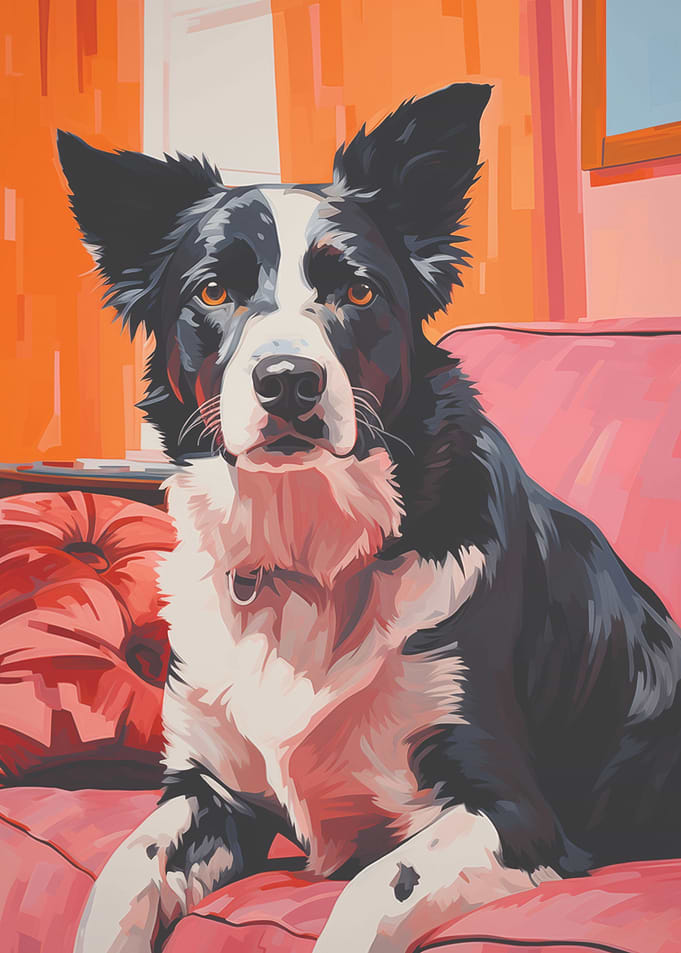 Border Collie Painted Portrait