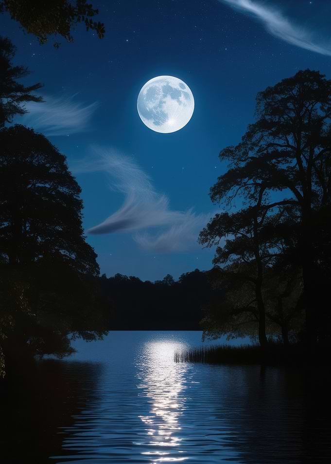 Full Moon Over Lake