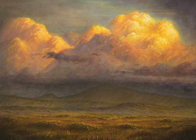 Golden Clouds Over Hills
