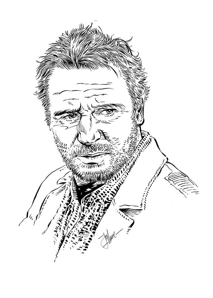Liam Neeson Line Art Portrait
