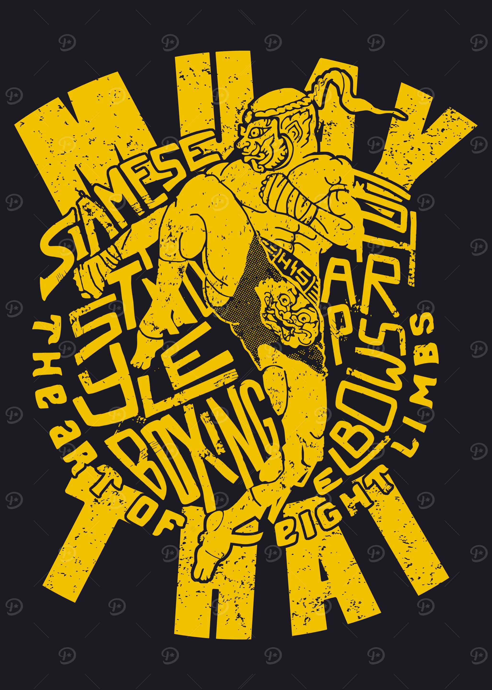 Khanom Muay Thai Fighter Terms Yellow