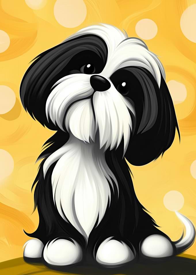 Cute Shih Tzu Dog Painting