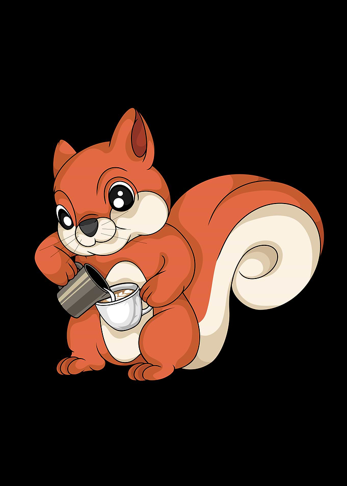 Squirrel Pouring Latte Art Coffee Lover Barista
