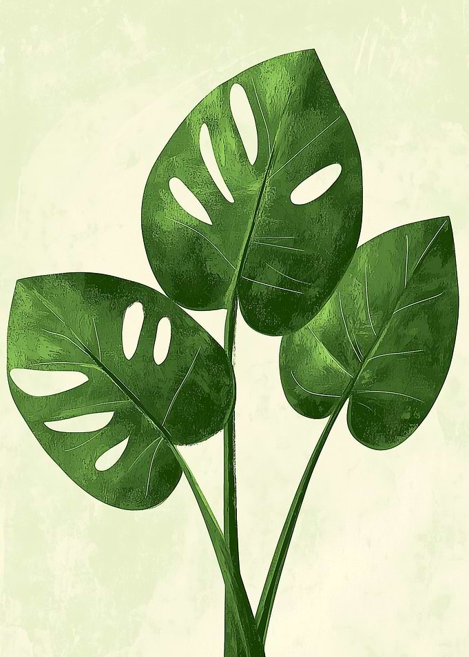 Monstera Leaf Simple Illustration
