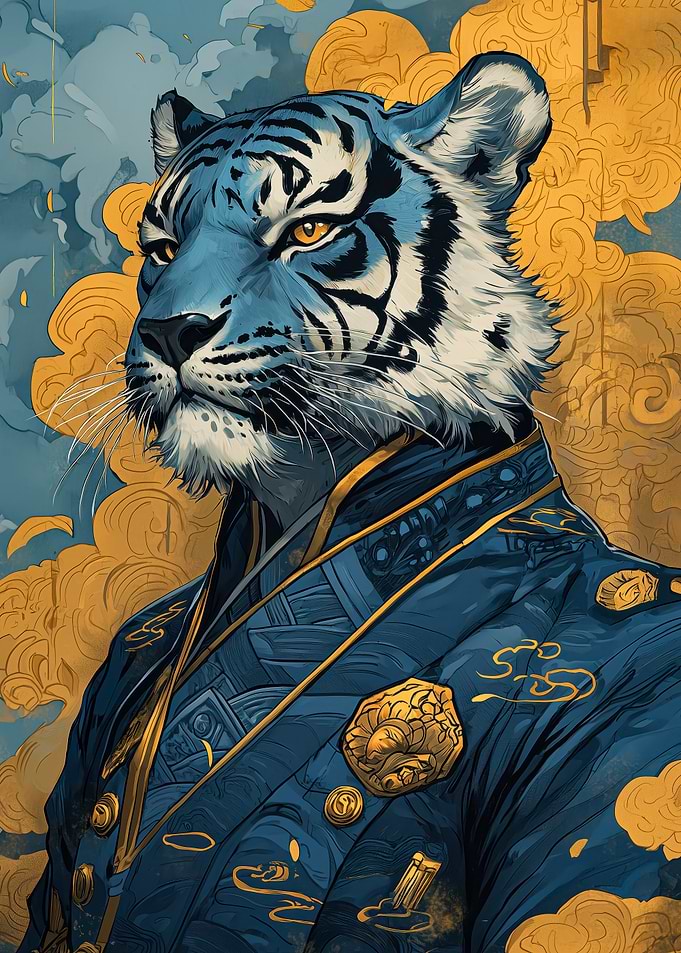 Blue Tiger in Kimono