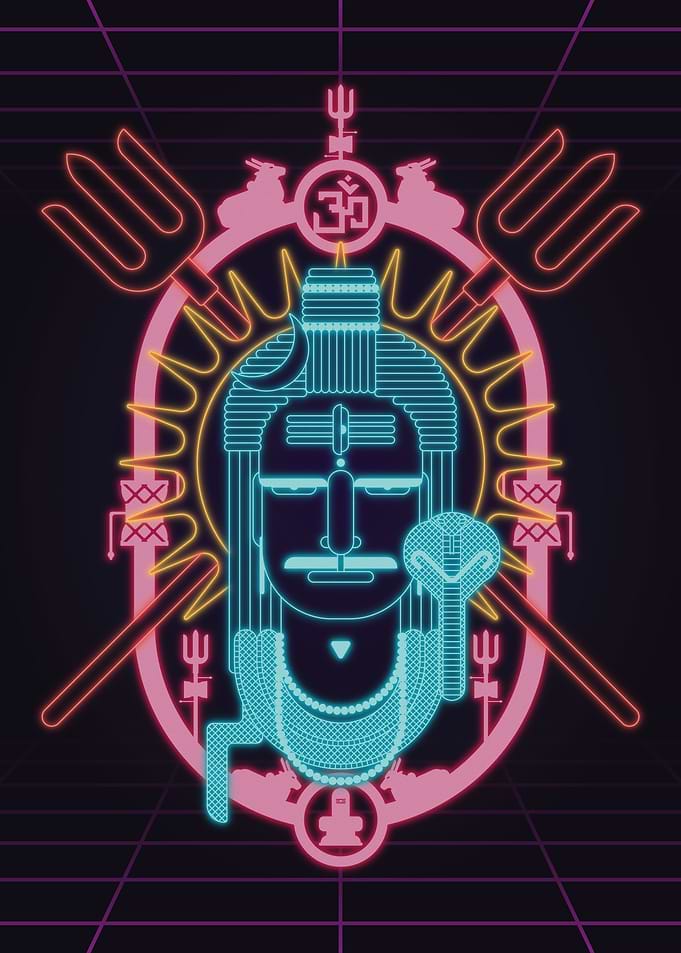 Lord Shiva Retrowave Neon