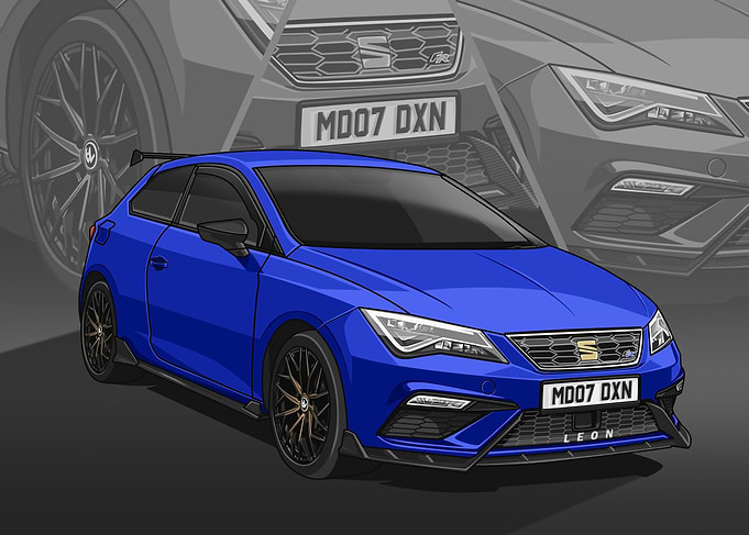 Blue SEAT Leon Cupra