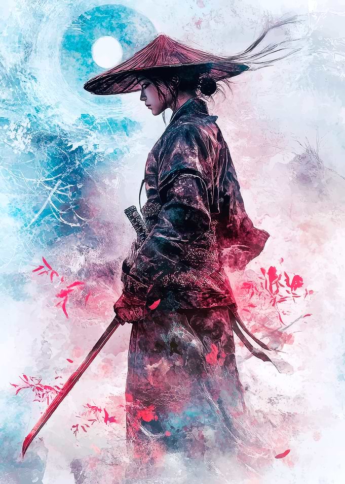 Samurai Woman in the Wind
