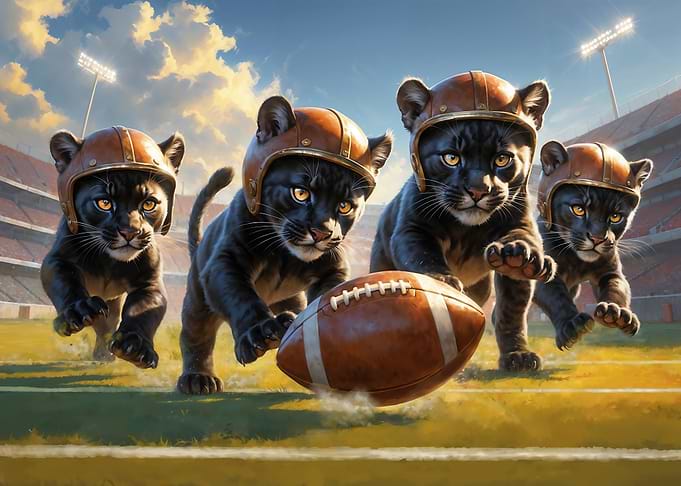 Panther Kittens Old School Football