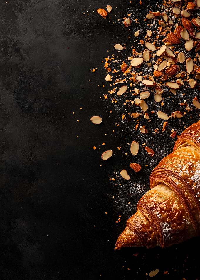 Almond Croissant on Black Background