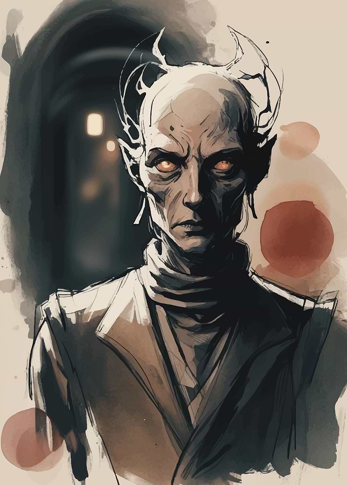 Pale-Skinned Figure with Glowing Eyes