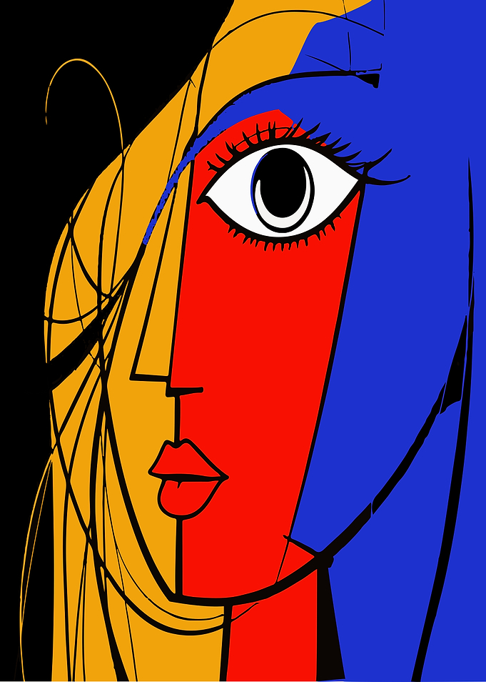 Colorful Abstract Woman Cubist Portrait