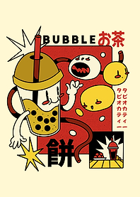 Retro Bubble Tea Cartoon