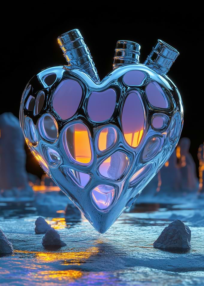 Glass Heart Sculpture