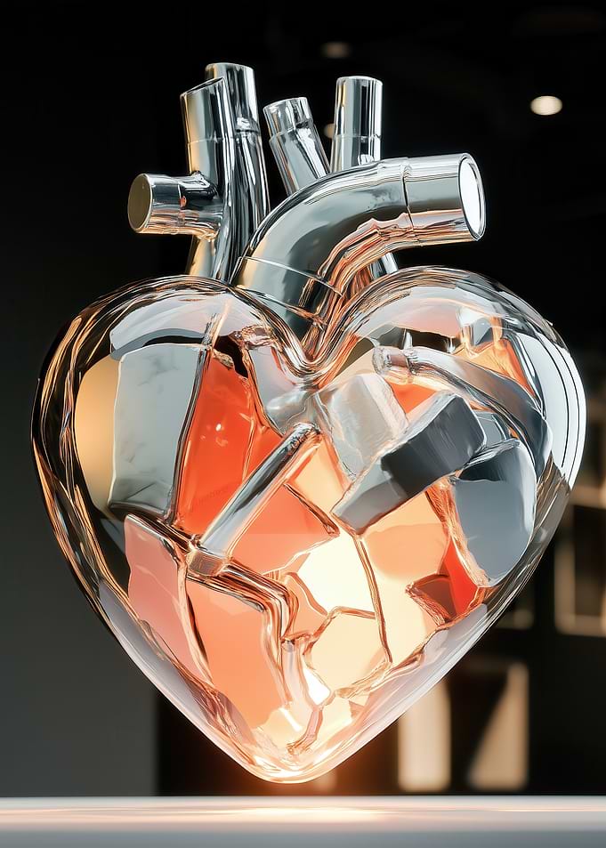 Glass Heart Sculpture