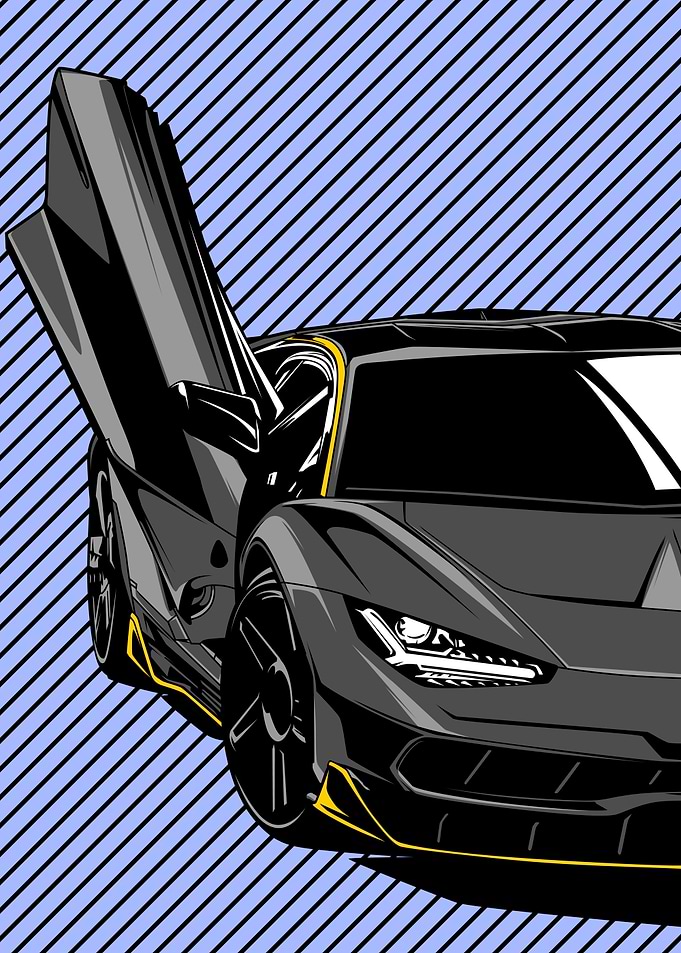 Black Lamborghini with Dihedral Doors