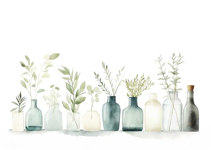 Watercolor Greenery Vases