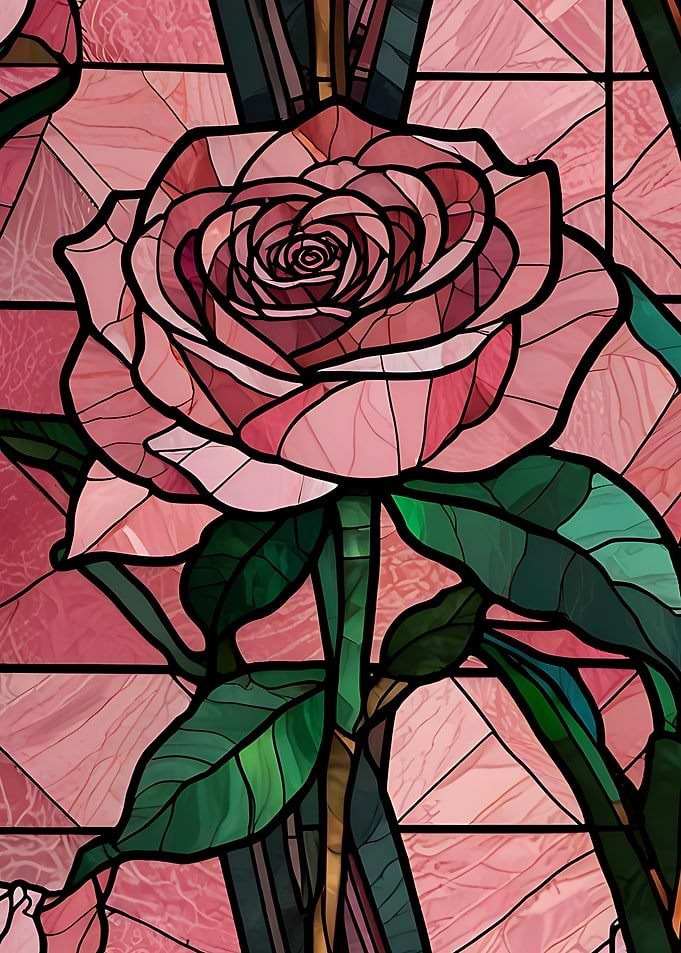 Stained Glass Pink Rose