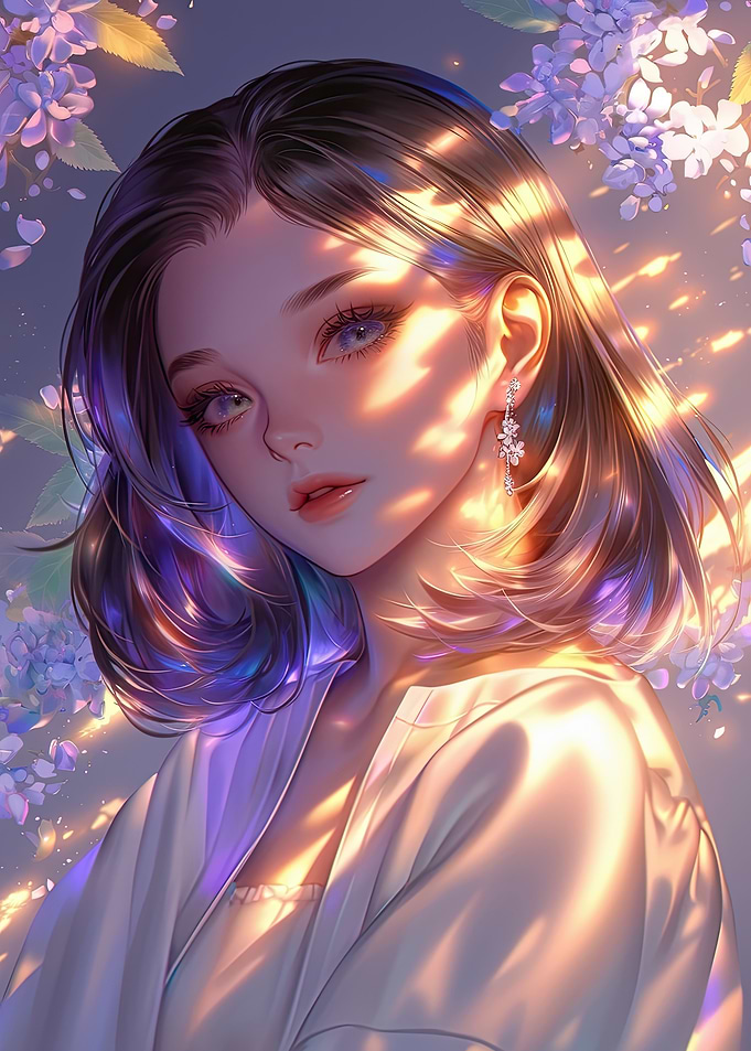 Anime Girl with Flowers