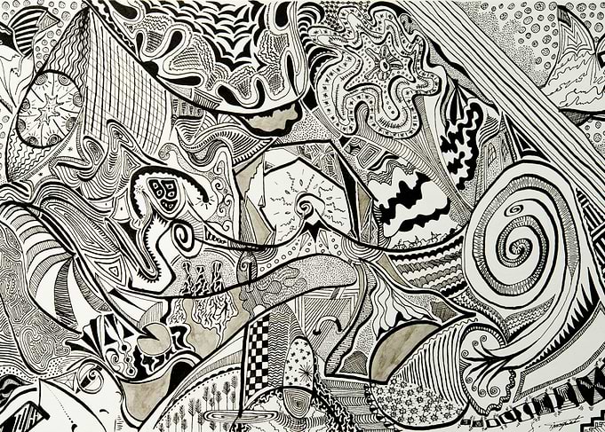 Abstract Black and White Doodle