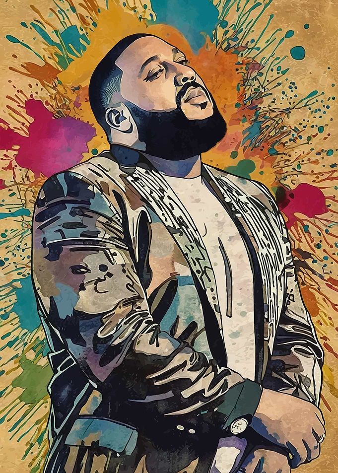 DJ Khaled Watercolor Portrait