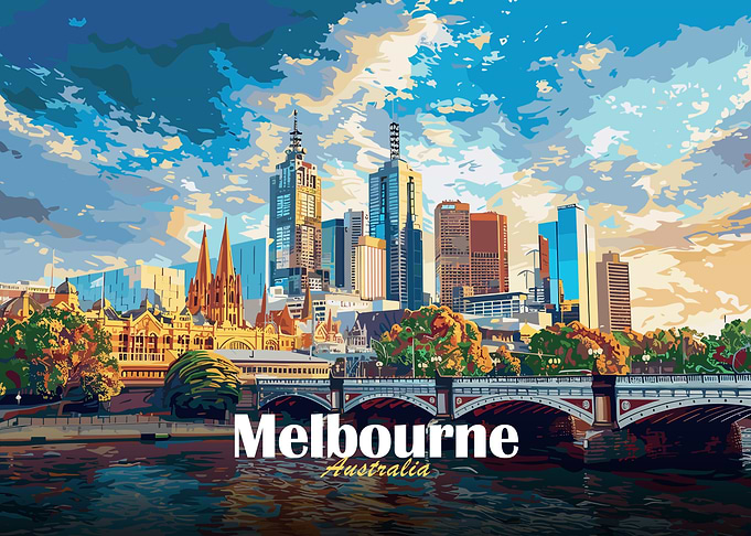 Melbourne Skyline Painting