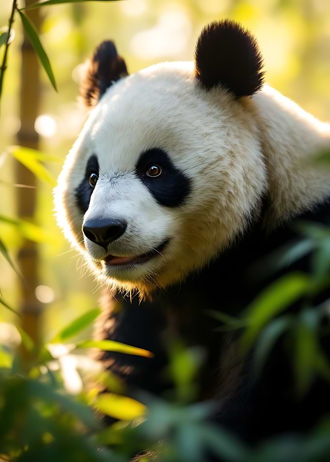 Giant Panda in Bamboo Forest