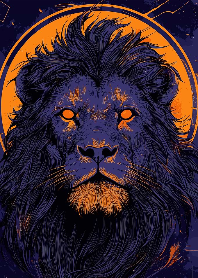 Lion with Glowing Eyes